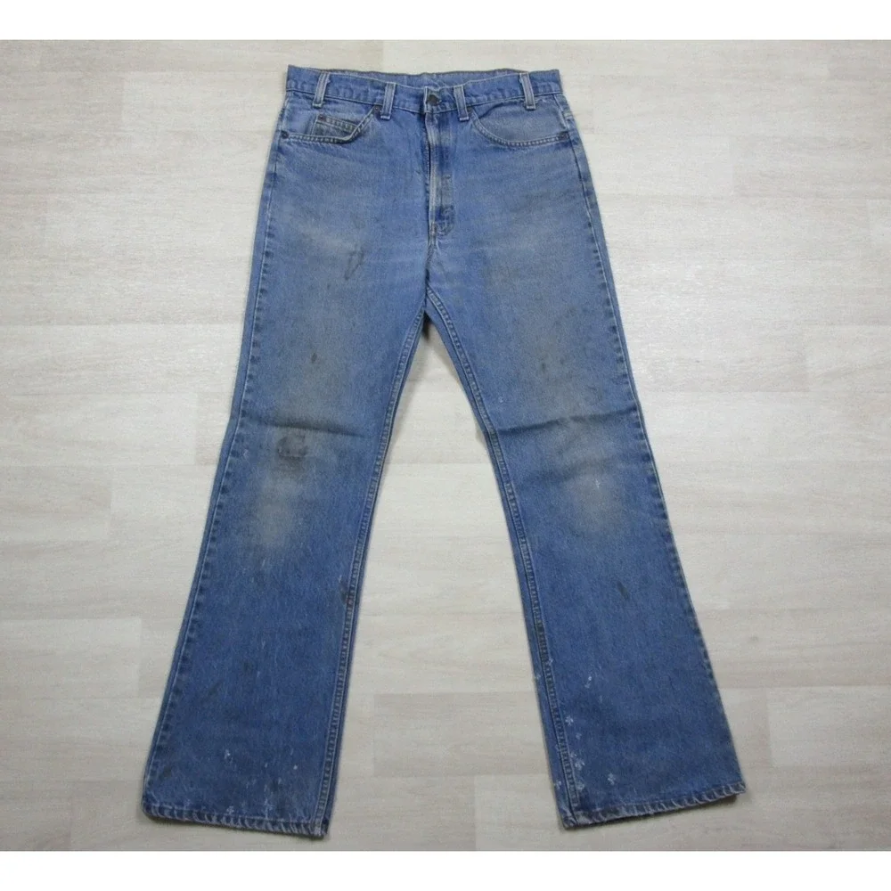 Vintage 80s Levis 517 Jeans Mens 32x30.5 Orange Tab Bootcut Saddleman Distress 9